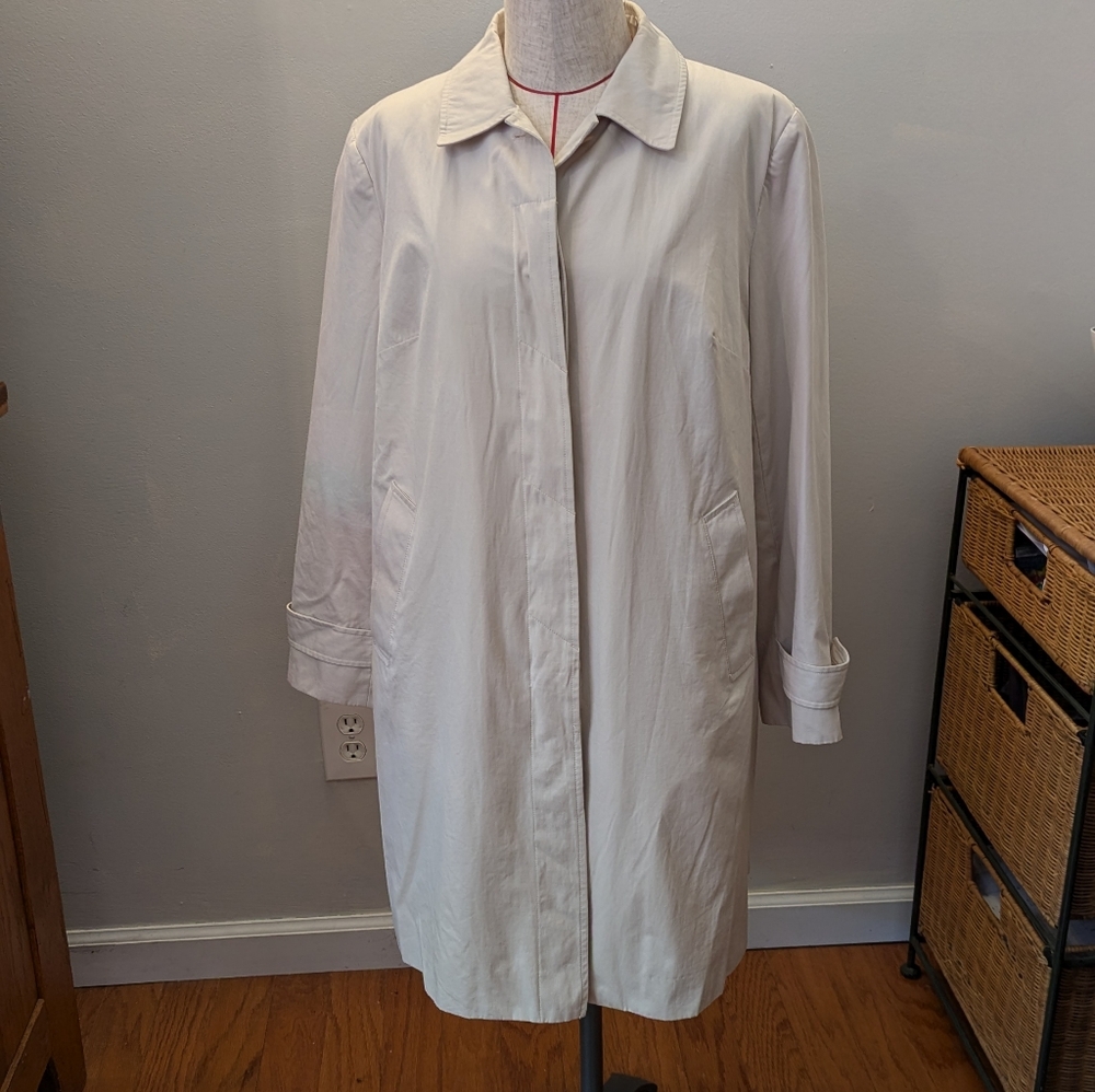 Appleseeds Women’s Petite Small Button Trench Coat Beige Collared Jacket Lined
